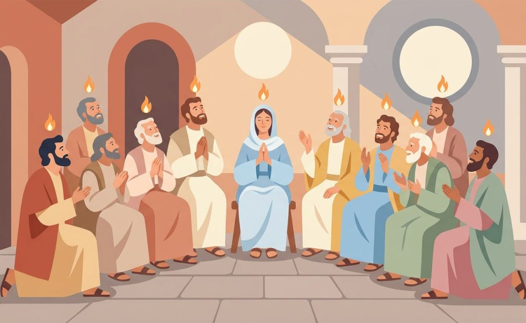 Pentecostés y Espíritu Santo - Illustration prière catholique